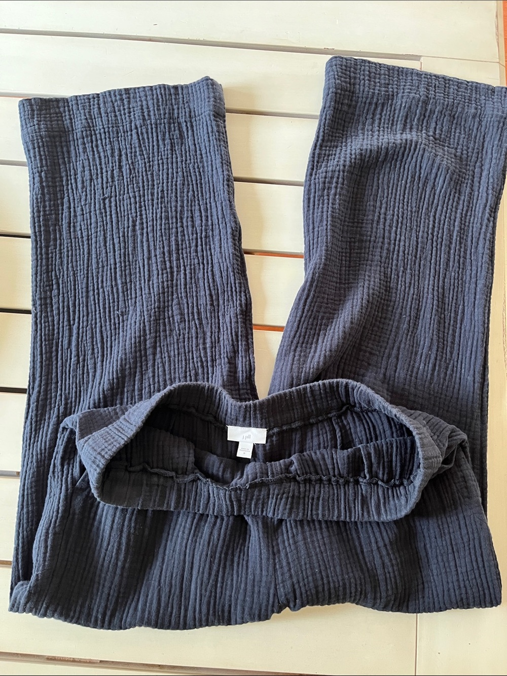 J Jill waffleknit Pants Navy Sz Medium Elastic Waistband